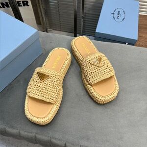 Prada Woven Slide Sandals